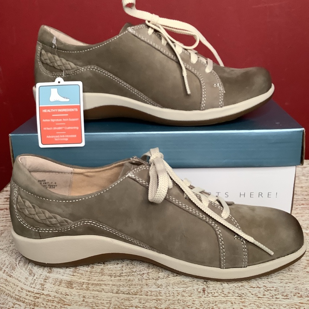 Aetrex Dana Lace-Up 9-9.5 Taupe Comfort Support Casual Sneakers Antimicrobial - Picture 8 of 14